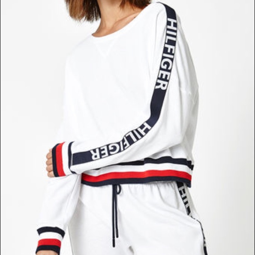 WHITE TOMMY HILFIGER TAPING SWEATSHIRT